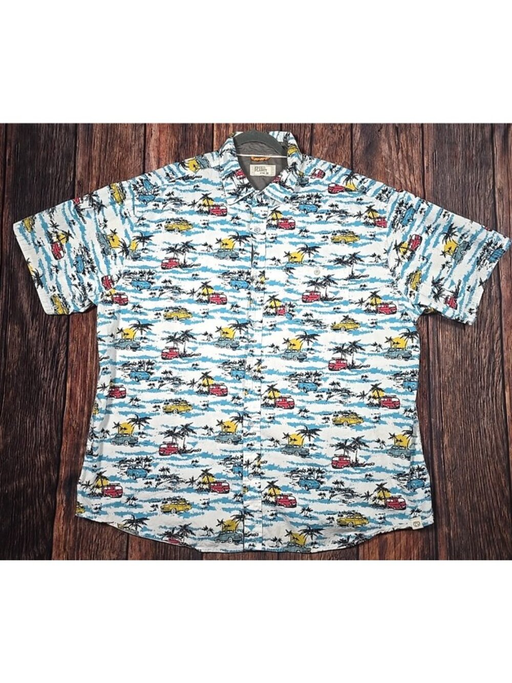 Free Plant Vintage Cars Bowling Shirt Hawaiian Resort Vaca Wear VW Van Men's 3X
